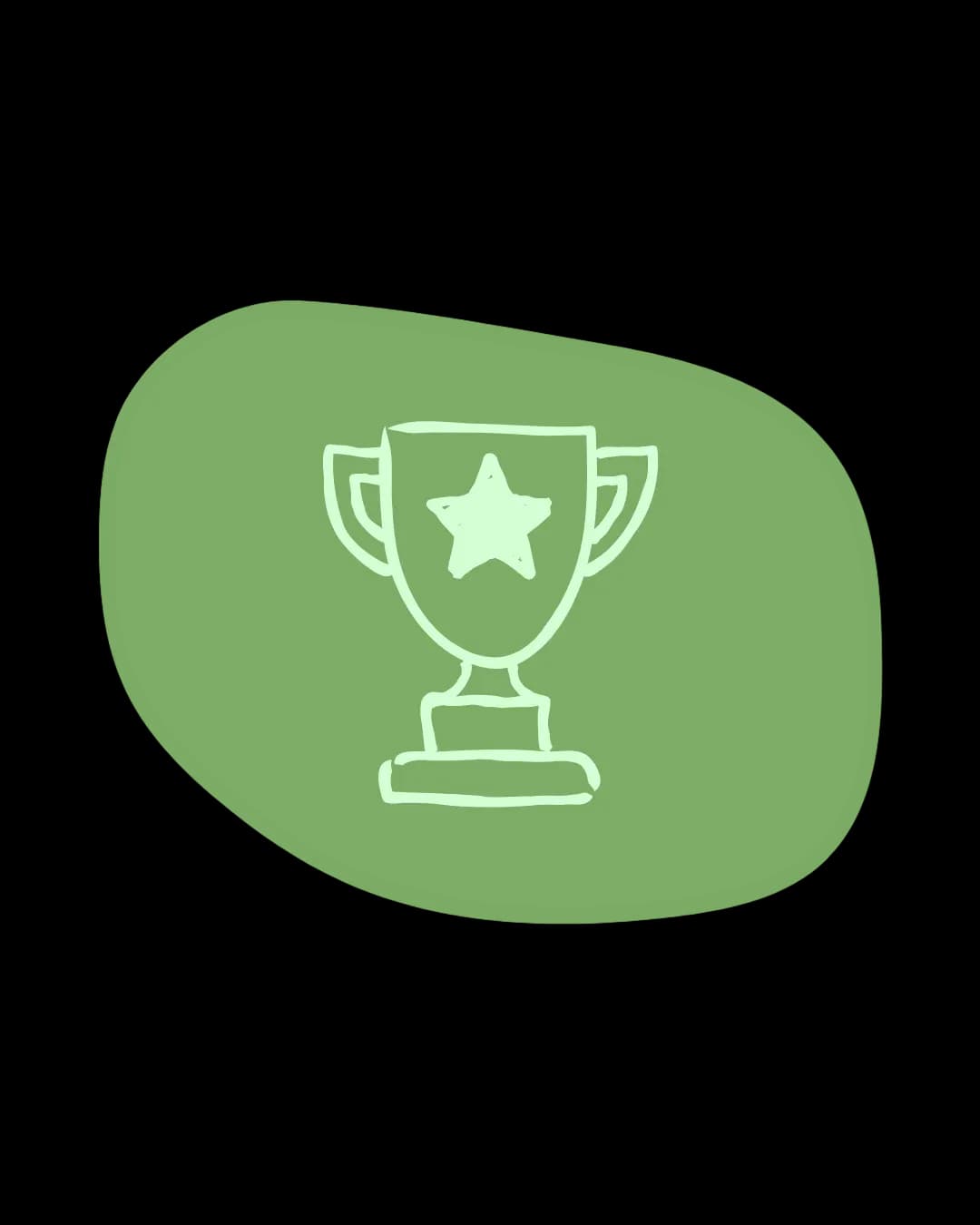 Illustration of a winning trophy on a green blob